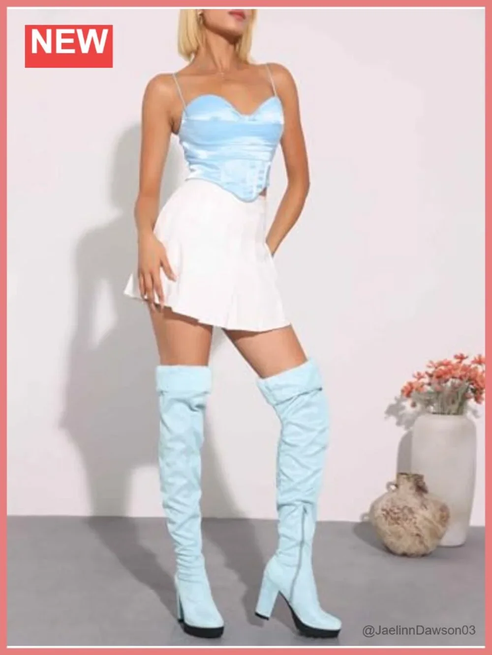Faux Fur Over Knee Thigh High Boots Chunky Heel Platform Zip